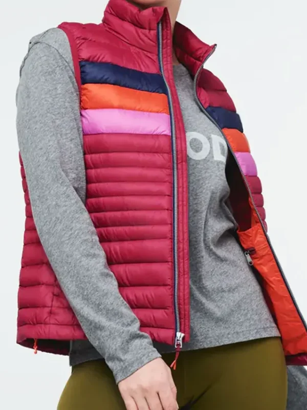 Olivia Cooke The Girlfriend S01 Striped Puffer Vest
