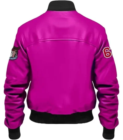 Parker Pink Stegaro Bomber Leather Jacket