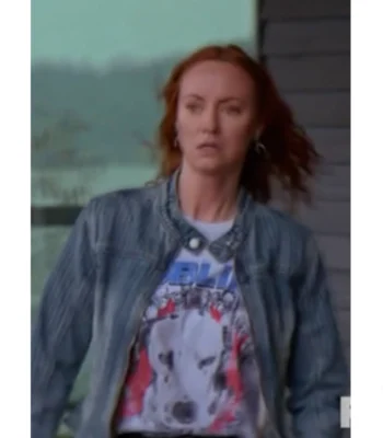 Phyllis Diaz Murder in a Small Town S02 Denim Striped Jacket