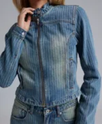 Phyllis Diaz Murder in a Small Town S02 Denim Striped Jacket
