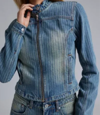 Phyllis Diaz Murder in a Small Town S02 Denim Striped Jacket
