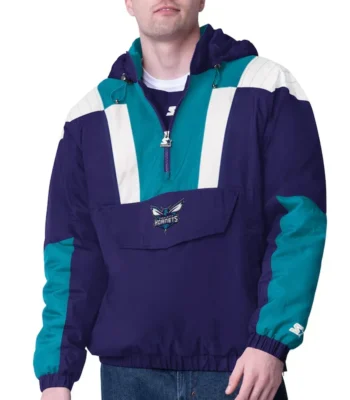 Purple/Teal Charlotte Hornets Charger Half-Zip Pullover Jacket