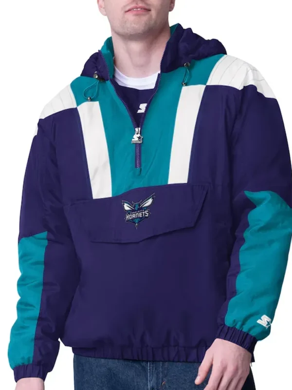 Purple/Teal Charlotte Hornets Charger Half-Zip Pullover Jacket