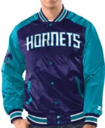 Purple/Teal Charlotte Hornets Renegade Varsity Satin Jacket