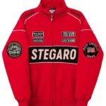 Red Stegaro Moto Bomber Jacket