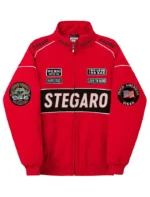 Red Stegaro Moto Bomber Jacket