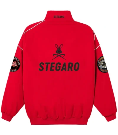 Red Stegaro Moto Bomber Jacket