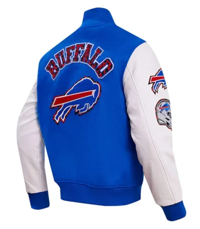 Royal-White Buffalo Bills Animal Print Varsity Jacket