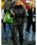 Erin Andrews Black Leather Jumpsuit