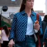 Sara Giraudeau French Lover Blue Printed Jacket