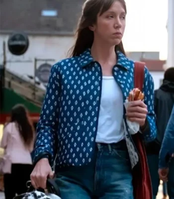 Sara Giraudeau French Lover Blue Printed Jacket