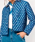 Sara Giraudeau French Lover Blue Printed Jacket