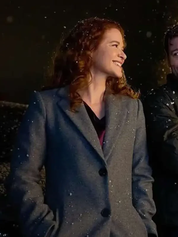 Sarah Drew Mistletoe Murders S02 Grey Coat