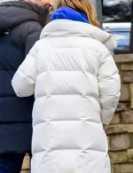 Jennifer Lopez Office Romance White Puffer Coat
