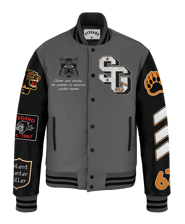 Stegaro Panther Perfect Killer Varsity Bomber Jacket Stegaro Panther Perfect Killer Varsity Bomber Jacket