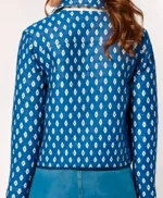 Sara Giraudeau French Lover Blue Printed Jacket
