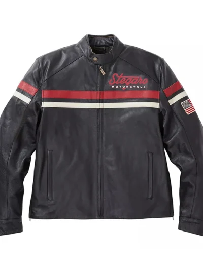 Stegaro Black Motorcycle Leather Jacket
