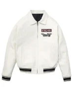Stegaro White Bomber Genuine Leather Jacket
