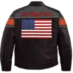Stegaro Cafe Racer USA Flag Leather Jacket