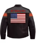 Stegaro Cafe Racer USA Flag Leather Jacket