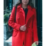 Sofia Carson The Life List Red Double Breasted Peacoat