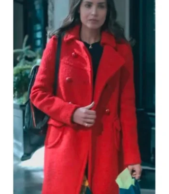 Sofia Carson The Life List Red Double Breasted Peacoat