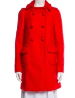 Sofia Carson The Life List Red Double Breasted Peacoat