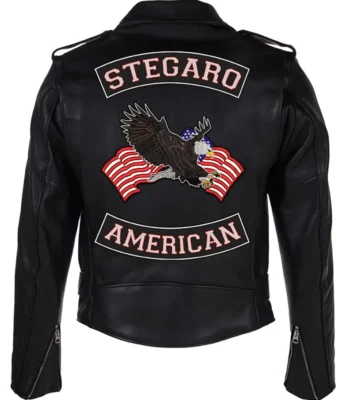 Stegaro American Black Biker Leather Jacket