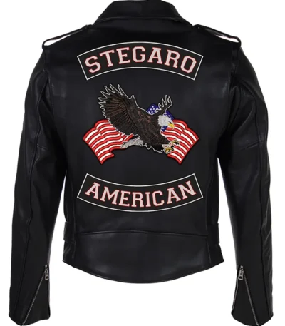 Stegaro American Black Biker Leather Jacket