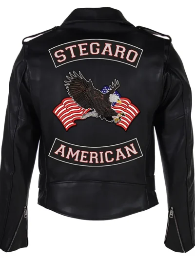 Stegaro American Black Biker Leather Jacket