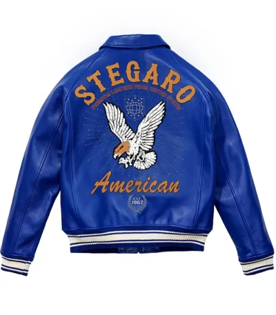 Stegaro American Blue Studded Leather Jacket