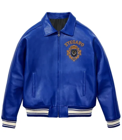 Stegaro American Blue Studded Leather Jacket