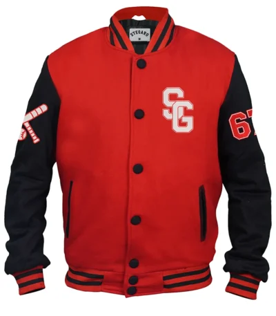 Stegaro Baseball Red Varsity Jacket