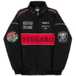Stegaro Black Moto Bomber Jacket
