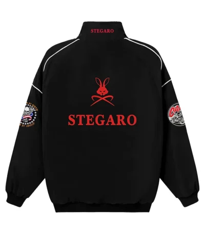 Stegaro Black Moto Bomber Jacket