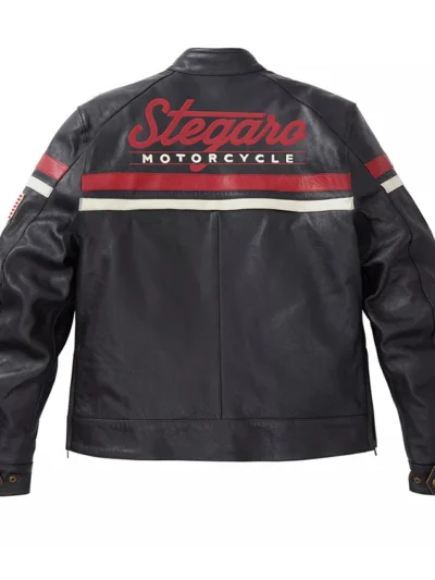 Stegaro Black Motorcycle Leather Jacket