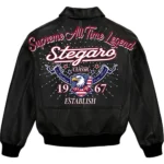 Stegaro Black Real Leather Bomber Jacket