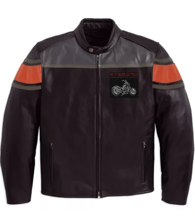 Stegaro Cafe Racer USA Flag Leather Jacket