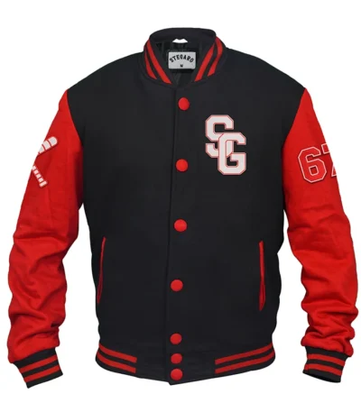 Stylish Baseball Stegaro Black And Red Varsity Jacket
