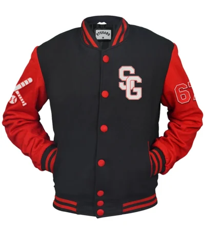 Stylish Baseball Stegaro Black And Red Varsity Jacket