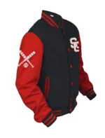 Stylish Baseball Stegaro Black And Red Varsity Jacket