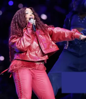 Super Bowl LIX Halftime Show SZA Red Leather Jacket