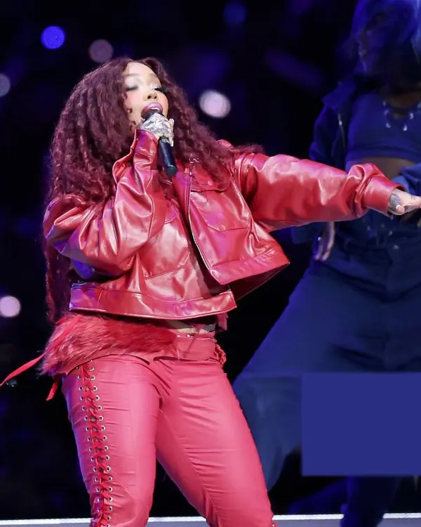 Super Bowl LIX Halftime Show SZA Red Leather Jacket Super Bowl LIX Halftime Show SZA Red Leather Jacket