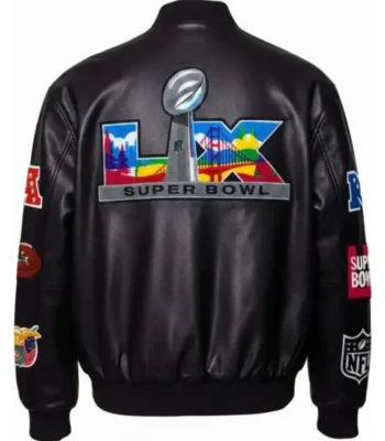 Super Bowl LX Black Leather Jacket