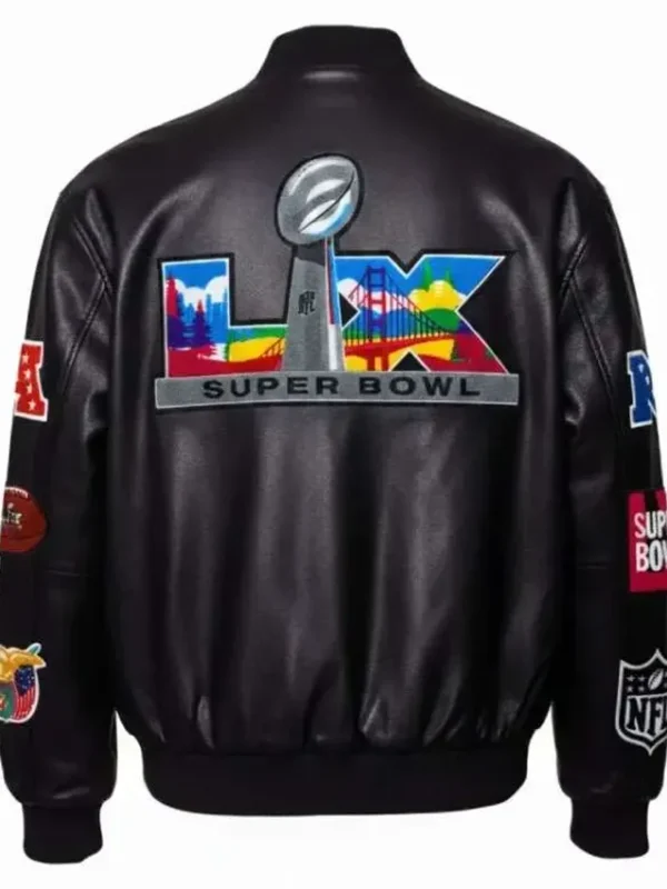 Super Bowl LX Black Leather Jacket