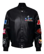 Super Bowl LX Black Leather Jacket