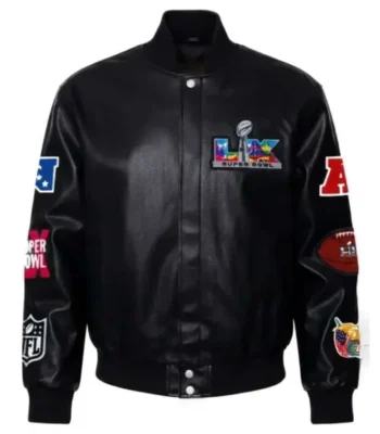 Super Bowl LX Black Leather Jacket