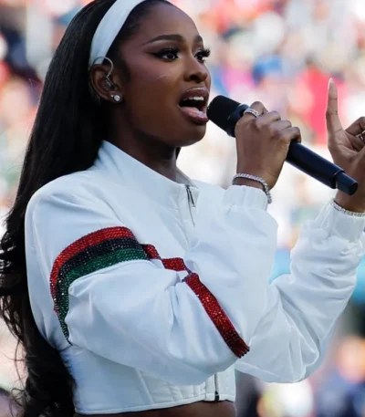 Super Bowl LX Coco Jones White Jacket