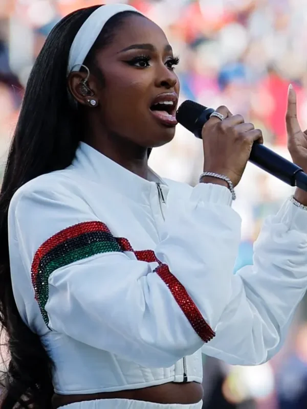Super Bowl LX Coco Jones White Jacket