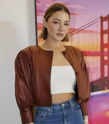 Super Bowl Madelyn Cline Brown Leather Jacket